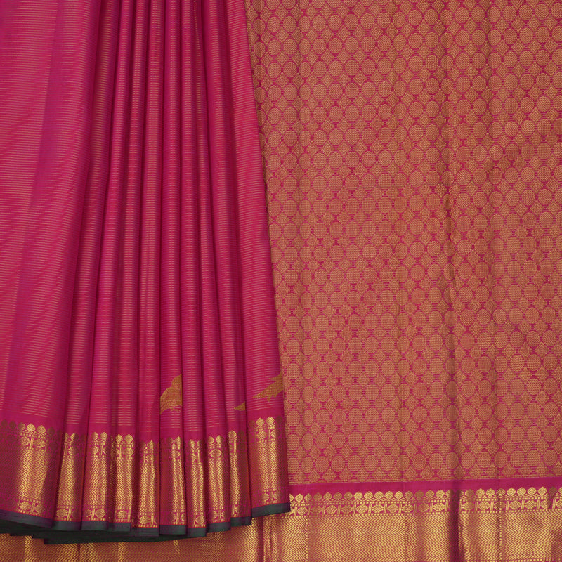 Hayagrivas Handloom Rani Pink Kanjivaram Silk Saree KBF670G4-1