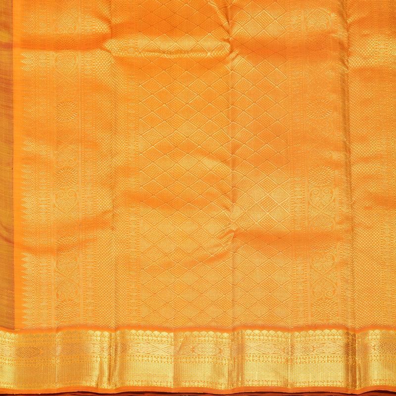 Hayagrivas Handloom Kanchana Brown Kanjivaram Silk Saree with Orange Border KBF670G5-1