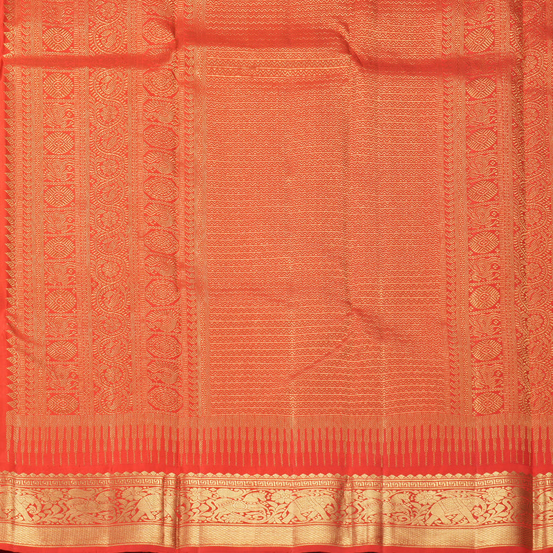 Hayagrivas Handloom Sandal Kanjivaram Silk Saree with Reddish-Orange Border KBF670G5-2