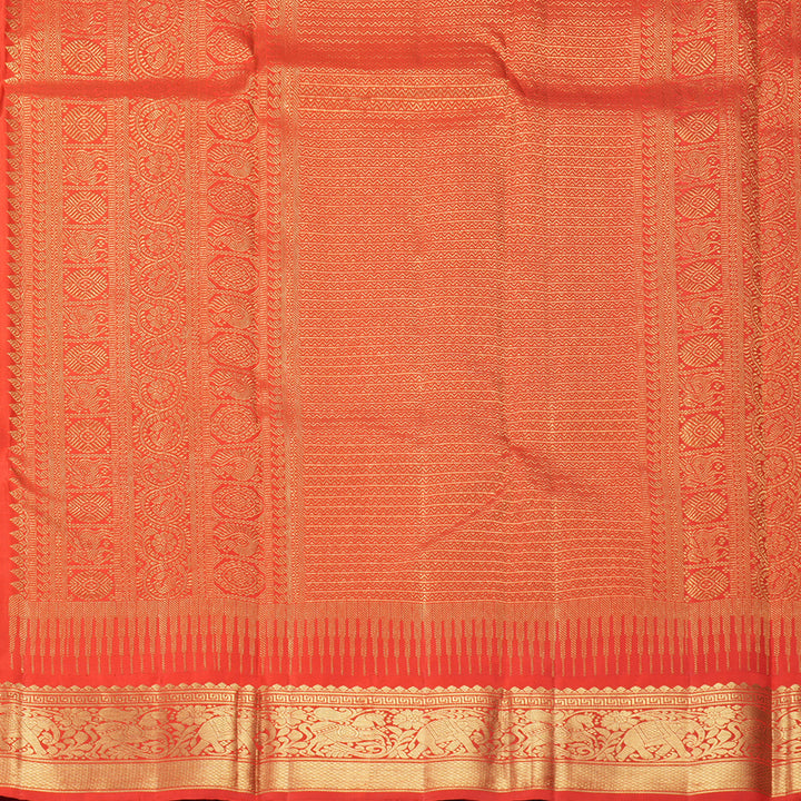 Hayagrivas Handloom Sandal Kanjivaram Silk Saree with Reddish-Orange Border KBF670G5-2
