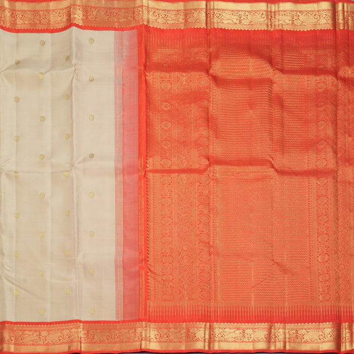 Hayagrivas Handloom Sandal Kanjivaram Silk Saree with Reddish-Orange Border KBF670G5-2