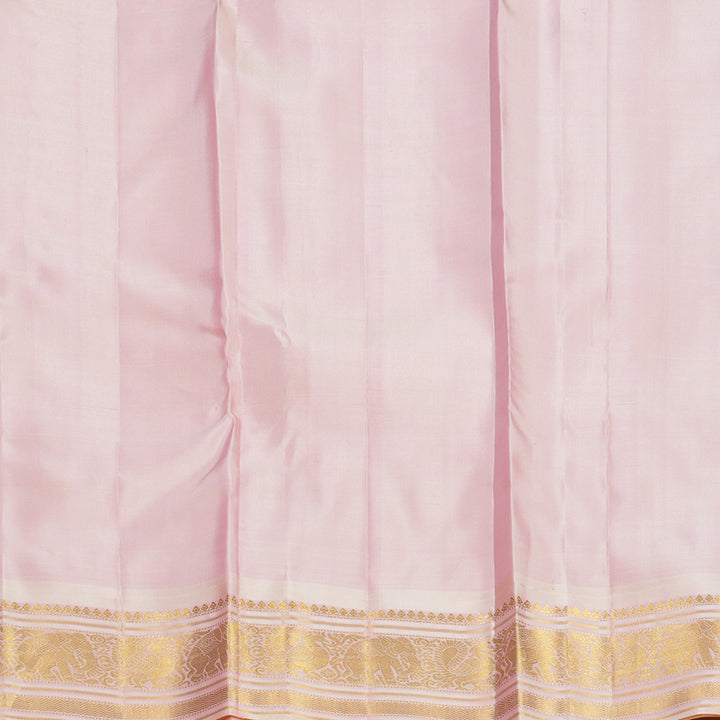Hayagrivas Handloom Deep Nagapazham Kanjivaram Silk Saree with Baby Pink Border KBF670G5-3