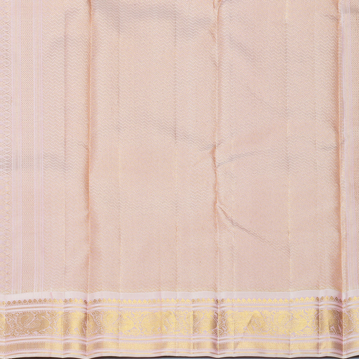 Hayagrivas Handloom Deep Nagapazham Kanjivaram Silk Saree with Baby Pink Border KBF670G5-3