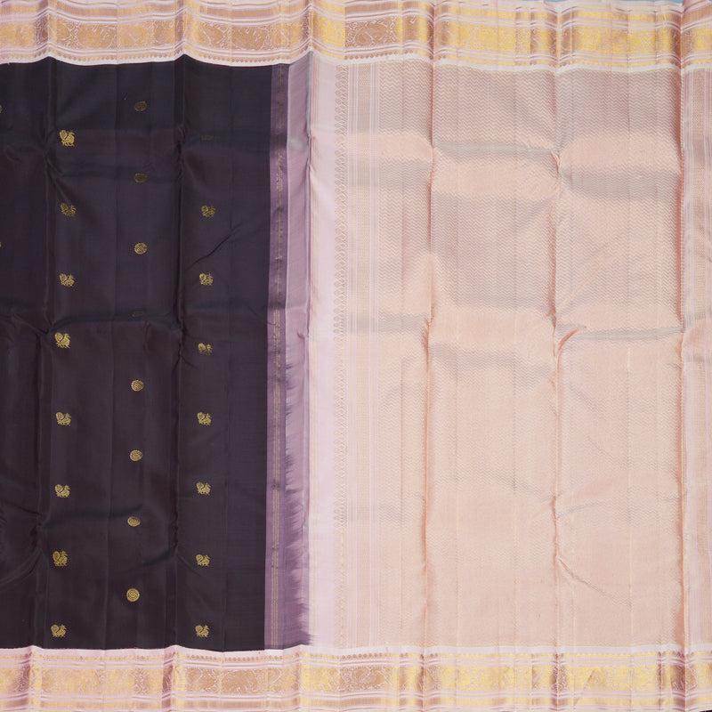 Hayagrivas Handloom Deep Nagapazham Kanjivaram Silk Saree with Baby Pink Border KBF670G5-3