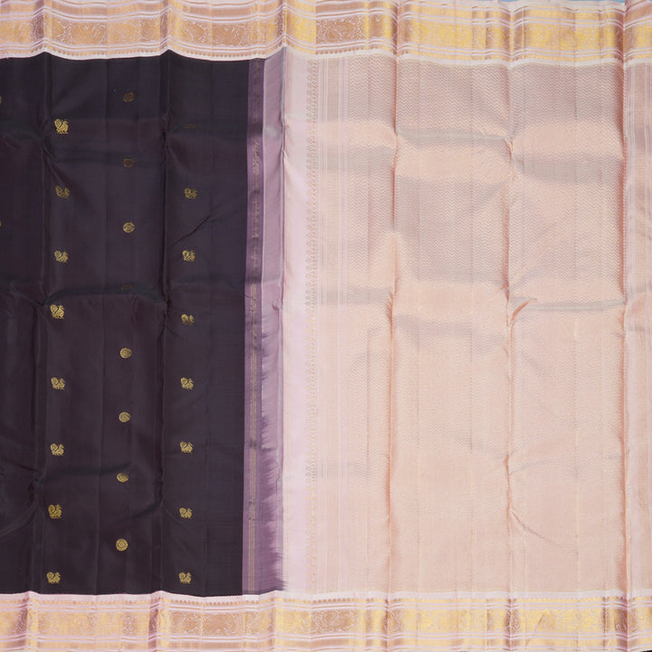 Hayagrivas Handloom Deep Nagapazham Kanjivaram Silk Saree with Baby Pink Border KBF670G5-3