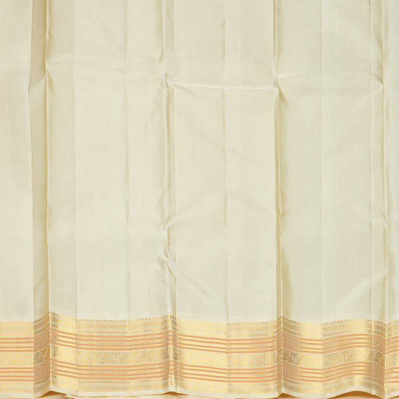 Hayagrivas Handloom Bottle Green Kanjivaram Silk Saree with Half-White Border KBF671G5-1