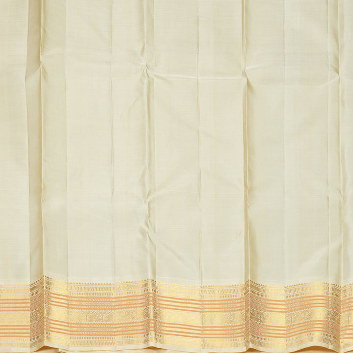 Hayagrivas Handloom Bottle Green Kanjivaram Silk Saree with Half-White Border KBF671G5-1
