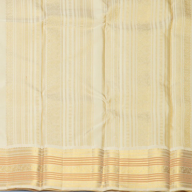 Hayagrivas Handloom Bottle Green Kanjivaram Silk Saree with Half-White Border KBF671G5-1