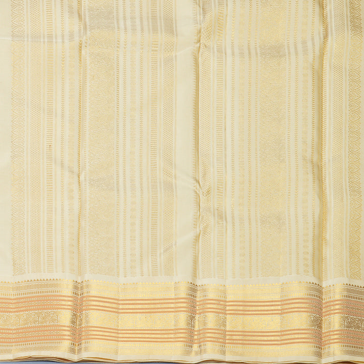 Hayagrivas Handloom Bottle Green Kanjivaram Silk Saree with Half-White Border KBF671G5-1