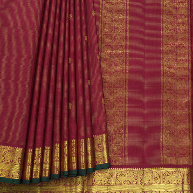 Hayagrivas Handloom Maroon Ten Yards Silk Saree KBF672G4-1