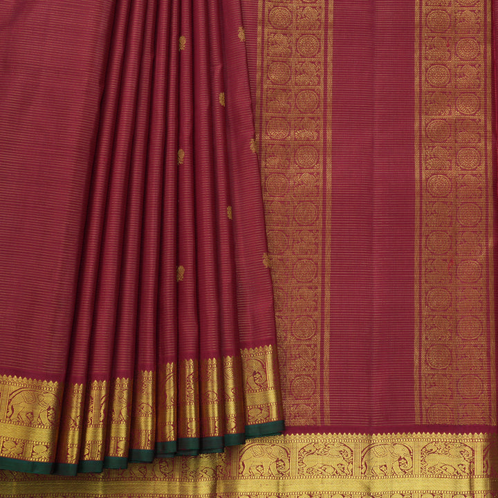Hayagrivas Handloom Maroon Ten Yards Silk Saree KBF672G4-1