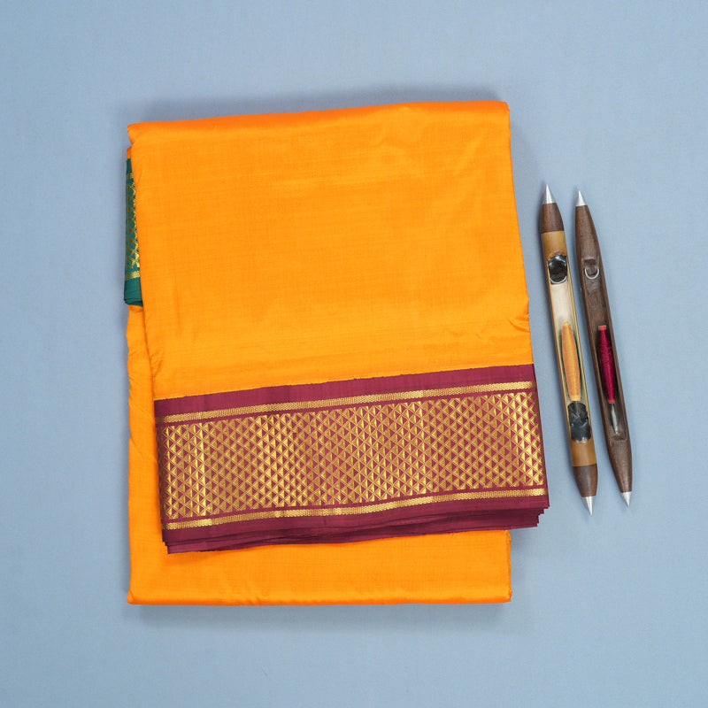 Hayagrivas Handloom Mambazham Orange Ten Yards Silk Saree KBF672G5-1