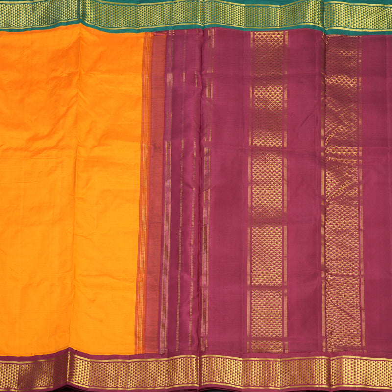 Hayagrivas Handloom Mambazham Orange Ten Yards Silk Saree KBF672G5-1