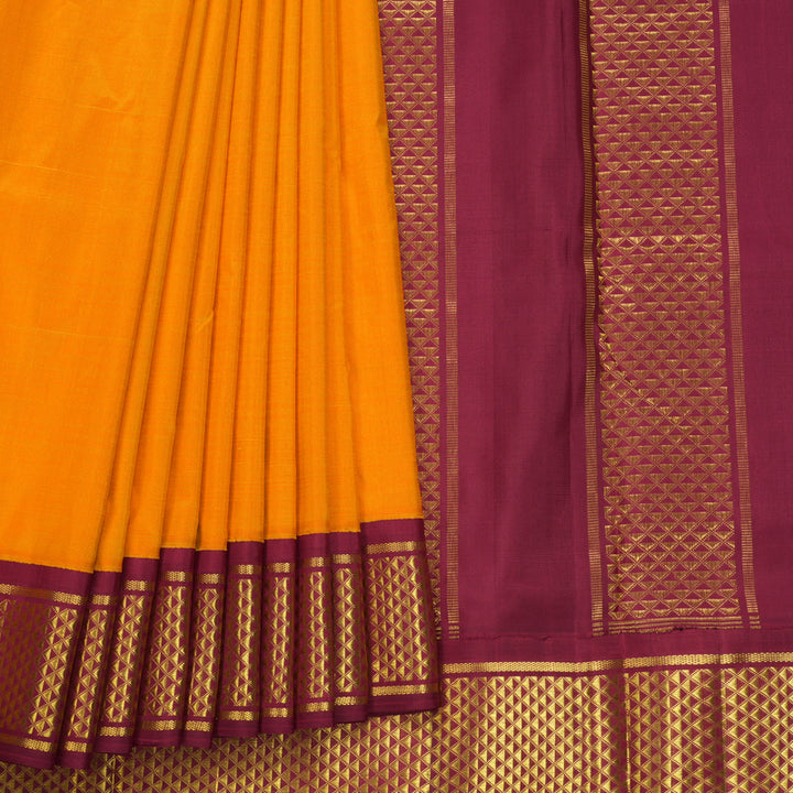 Hayagrivas Handloom Mambazham Orange Ten Yards Silk Saree KBF672G5-1