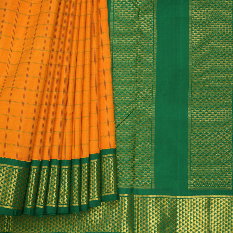 Hayagrivas Handloom Mambazham Orange Ten Yards Silk Saree KBF672G6-1