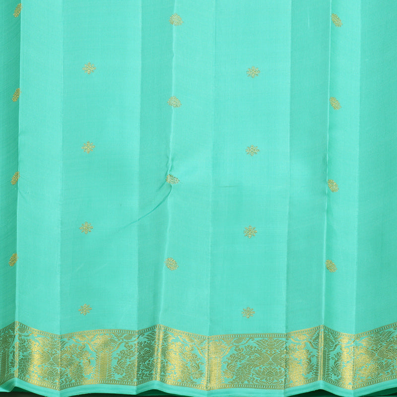 Hayagrivas Handloom Bright Teal Kanjivaram Silk Saree KBF673G2-1