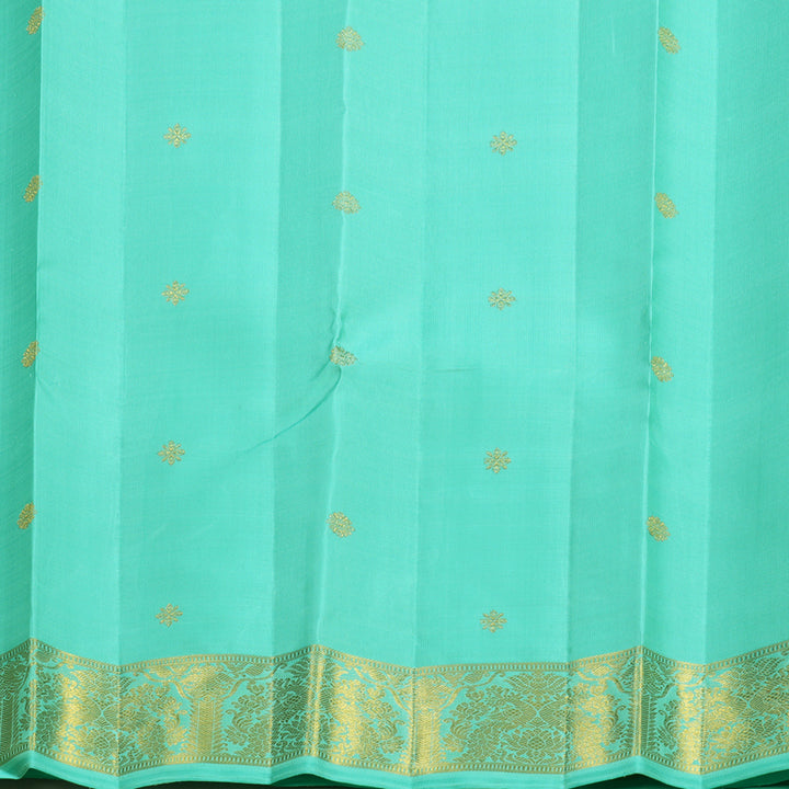 Hayagrivas Handloom Bright Teal Kanjivaram Silk Saree KBF673G2-1
