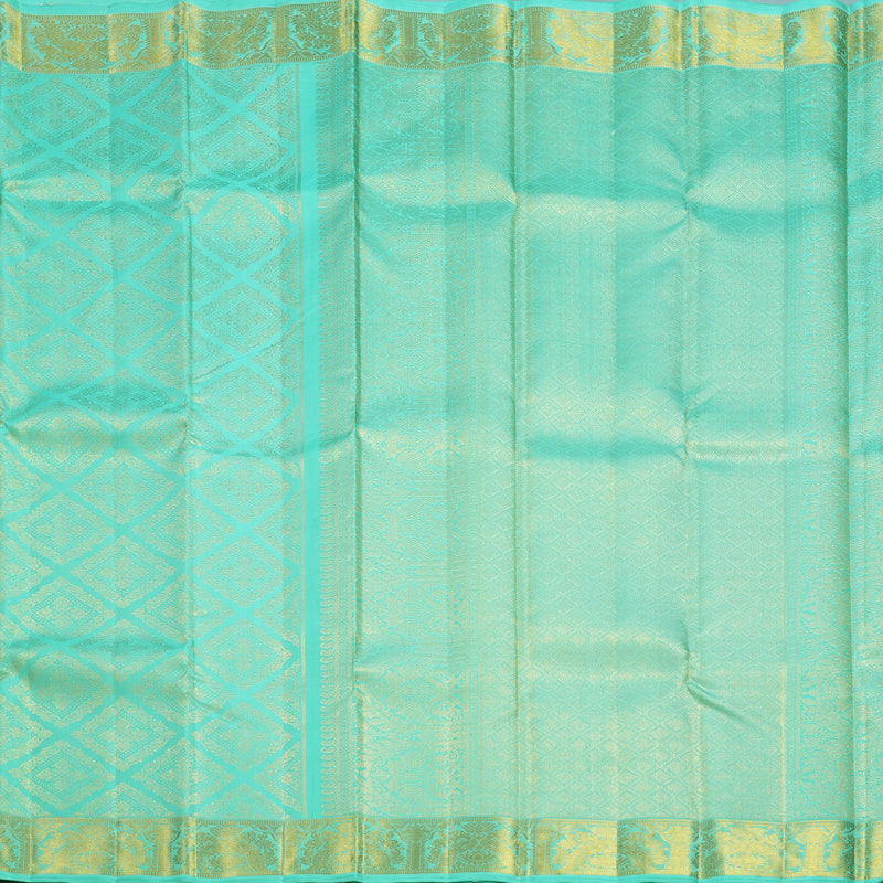 Hayagrivas Handloom Bright Teal Kanjivaram Silk Saree KBF673G2-1