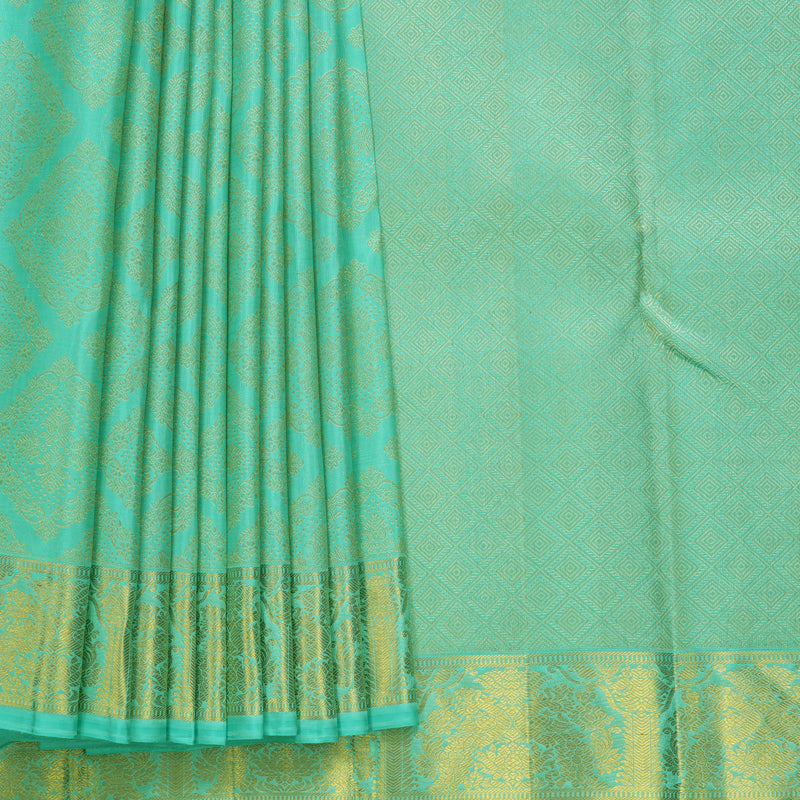 Hayagrivas Handloom Bright Teal Kanjivaram Silk Saree KBF673G2-1
