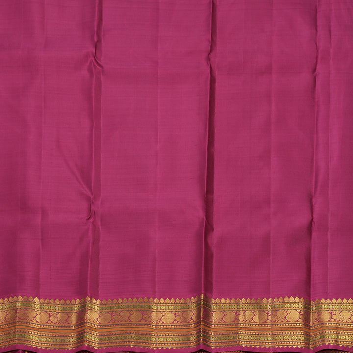 Hayagrivas Handloom Purplish-Blue Blue Kanjivaram Silk Saree with Maroonish Pink Border KBF675G1-1