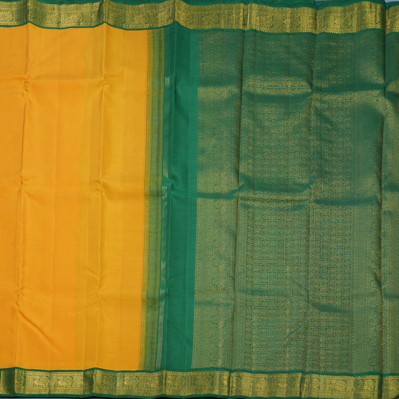Hayagrivas Handloom Yellow Kanjivaram Silk Saree with Green Border KBF675G1-3