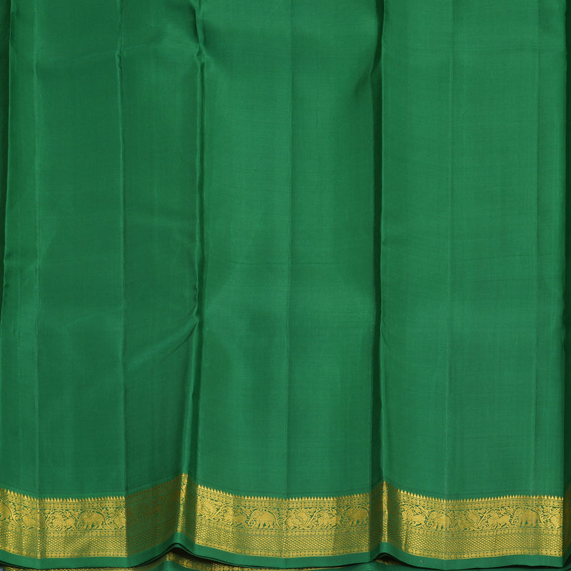Hayagrivas Handloom Mambazham Orange Kanjivaram Silk Saree with Dark Green Border KBF675G1-5
