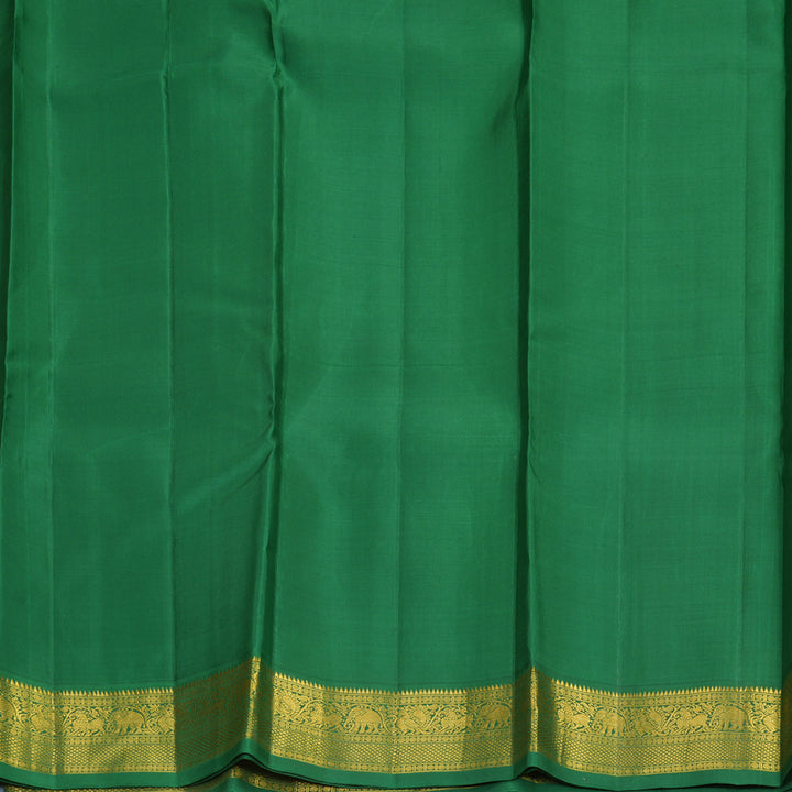 Hayagrivas Handloom Mambazham Orange Kanjivaram Silk Saree with Dark Green Border KBF675G1-5