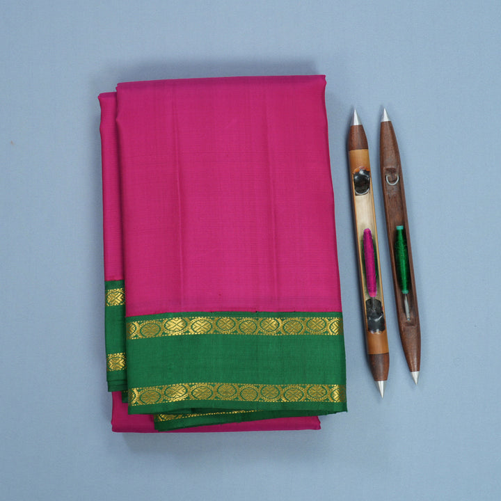 Hayagrivas Handloom Magenta Kanjivaram Silk Saree with Dark Green Border KBF675G2-1