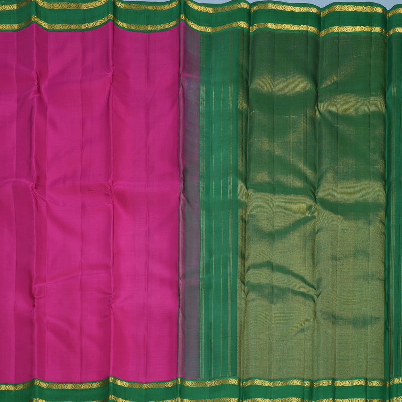 Hayagrivas Handloom Magenta Kanjivaram Silk Saree with Dark Green Border KBF675G2-1