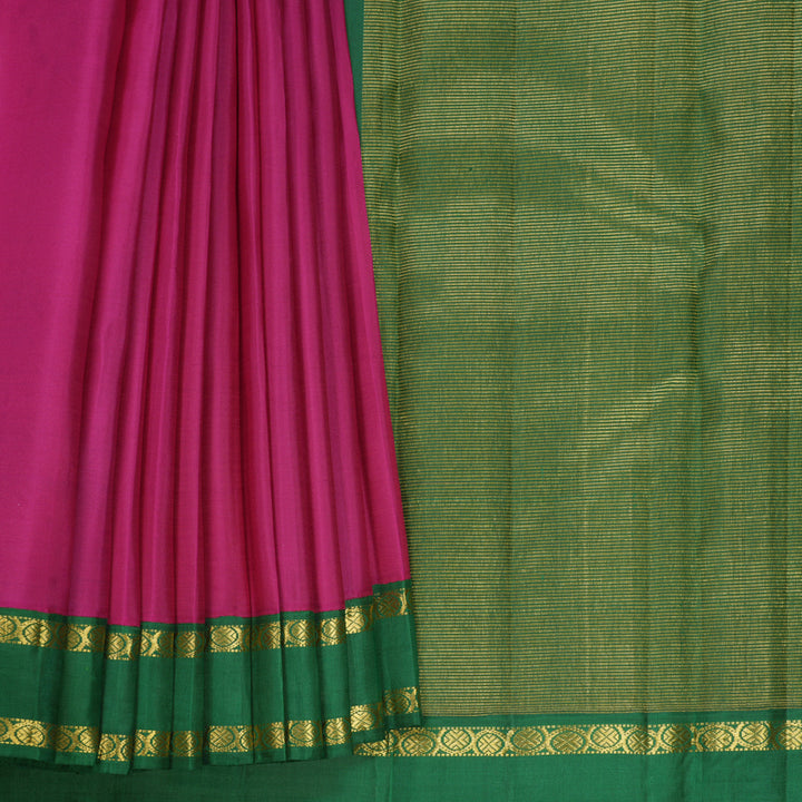 Hayagrivas Handloom Magenta Kanjivaram Silk Saree with Dark Green Border KBF675G2-1