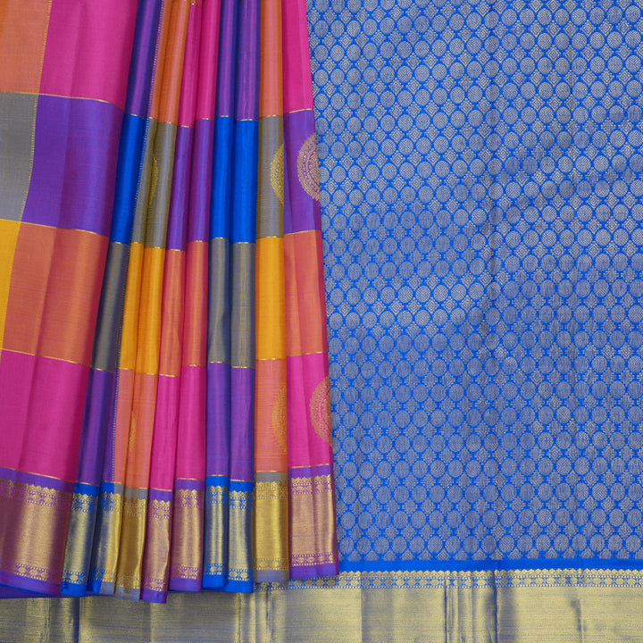 Hayagrivas Handloom Multicolour Checks Kanjivaram Silk Saree KBF676G2-1