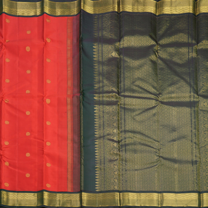 Hayagrivas Handloom Red Kanjivaram Silk Saree with Karum Pachai Border KBF677G2-1