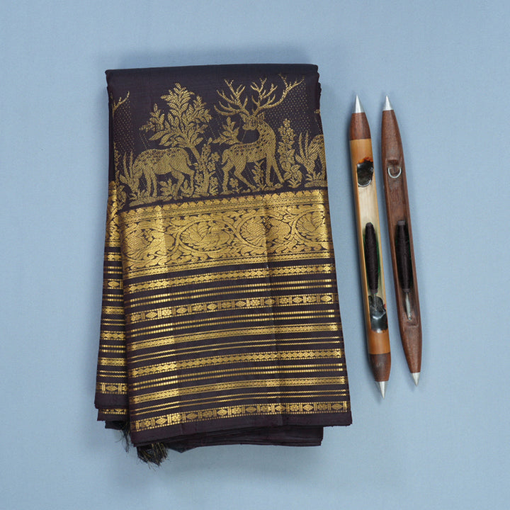 Hayagrivas Handloom Deep Snuff Kanjivaram Silk Saree KBF679G1-1