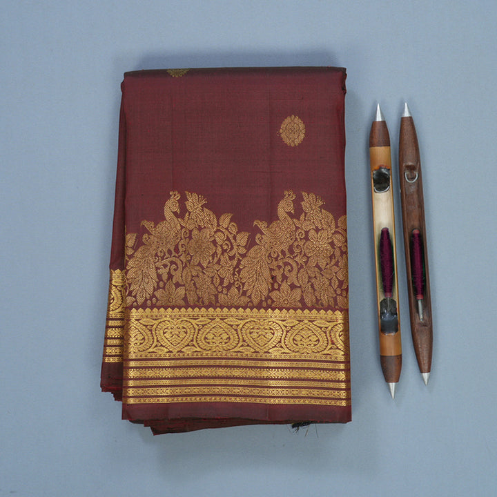Hayagrivas Handloom Maroon Kanjivaram Silk Saree KBF679G1-4