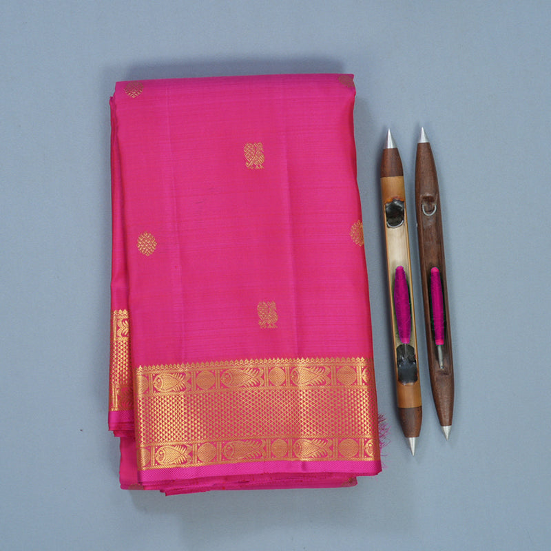 Hayagrivas Handloom Rani Pink Kanjivaram Silk Saree KBF679G2-1