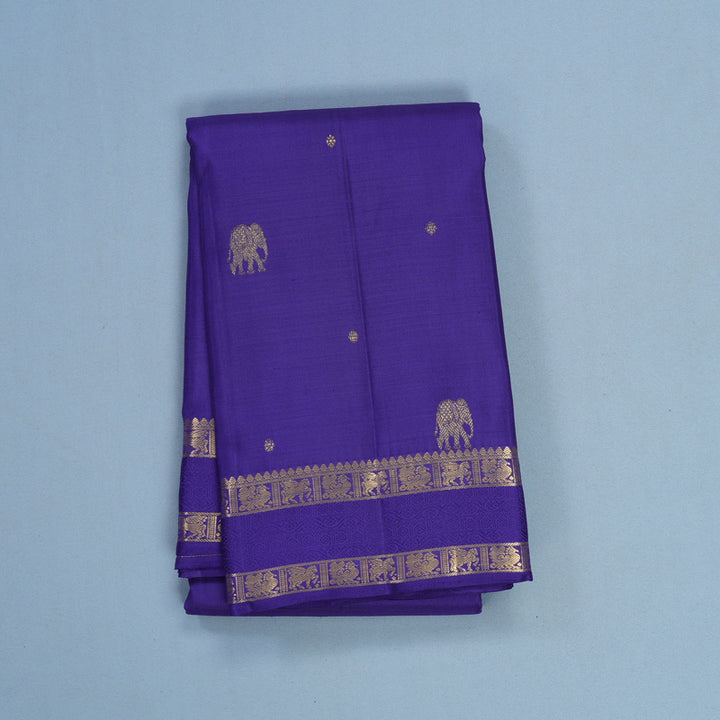 Hayagrivas Handloom Purplish-Blue Kanjivaram Silk Saree KBF679G2-2