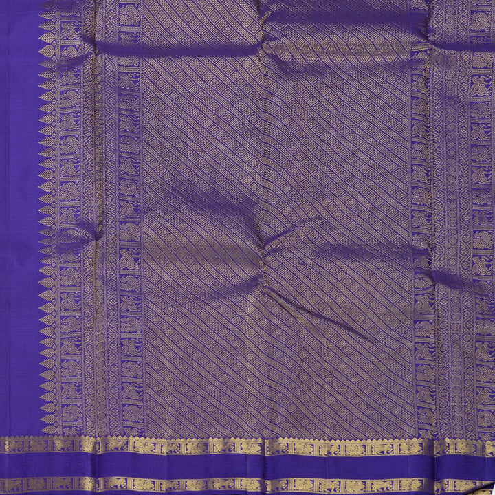 Hayagrivas Handloom Purplish-Blue Kanjivaram Silk Saree KBF679G2-2