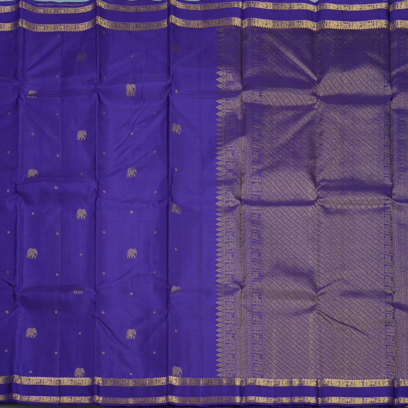 Hayagrivas Handloom Purplish-Blue Kanjivaram Silk Saree KBF679G2-2