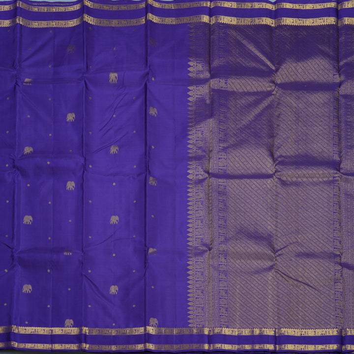 Hayagrivas Handloom Purplish-Blue Kanjivaram Silk Saree KBF679G2-2