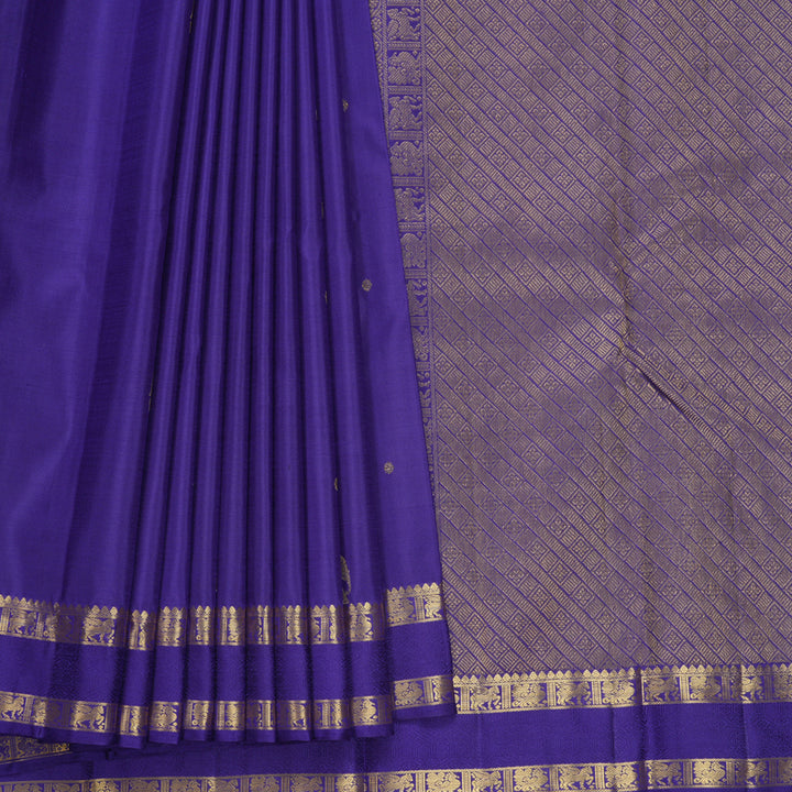 Hayagrivas Handloom Purplish-Blue Kanjivaram Silk Saree KBF679G2-2