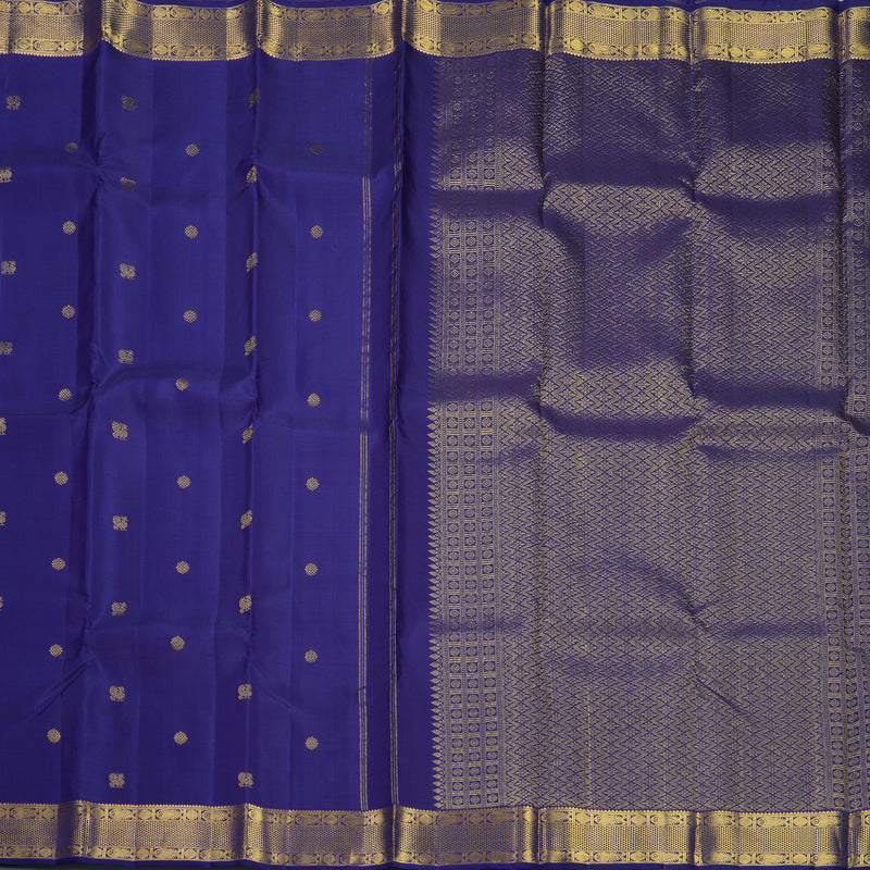 Hayagrivas Handloom Dark Blue Kanjivaram Silk Saree KBF679G2-3