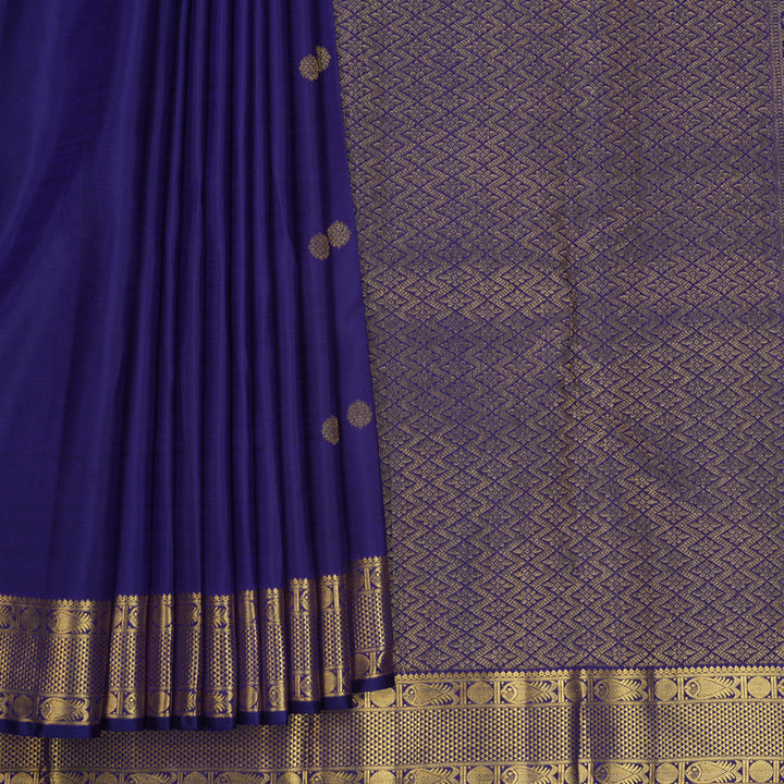 Hayagrivas Handloom Dark Blue Kanjivaram Silk Saree KBF679G2-3