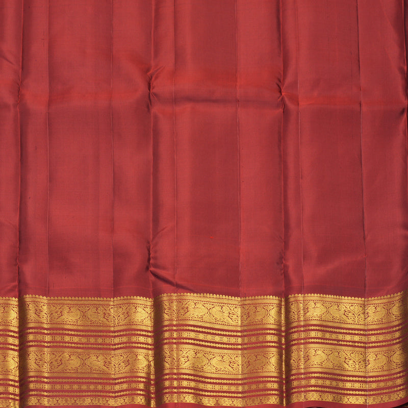 Hayagrivas Handloom Dark Purple Kanjivaram Silk Saree with Rust Maroon Border KBF680G3-1