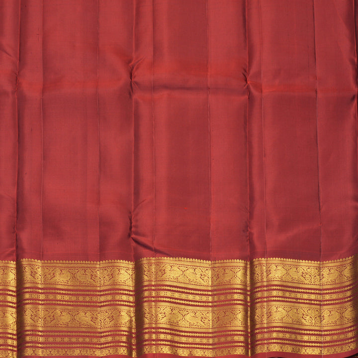 Hayagrivas Handloom Dark Purple Kanjivaram Silk Saree with Rust Maroon Border KBF680G3-1