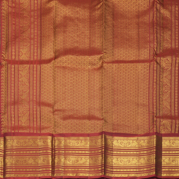 Hayagrivas Handloom Dark Purple Kanjivaram Silk Saree with Rust Maroon Border KBF680G3-1