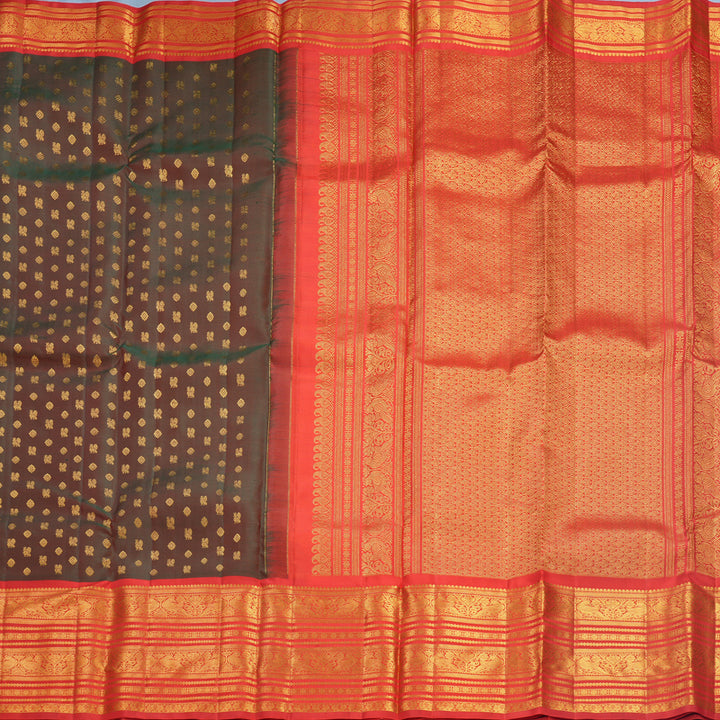 Hayagrivas Handloom Manthalir Kanjivaram Silk Saree with Red Border KBF680G3-2