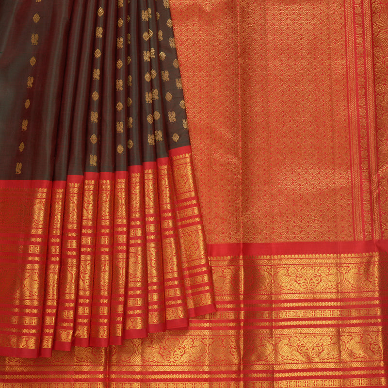 Hayagrivas Handloom Manthalir Kanjivaram Silk Saree with Red Border KBF680G3-2