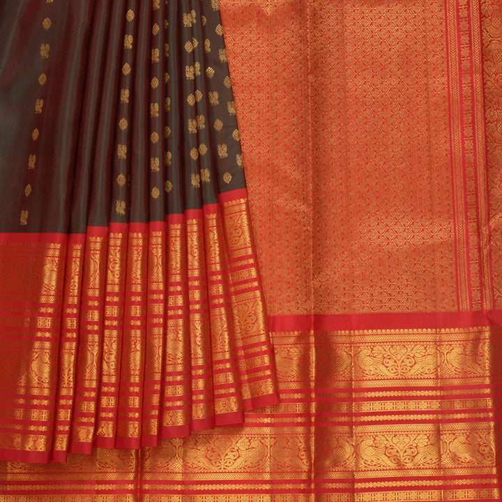 Hayagrivas Handloom Manthalir Kanjivaram Silk Saree with Red Border KBF680G3-2
