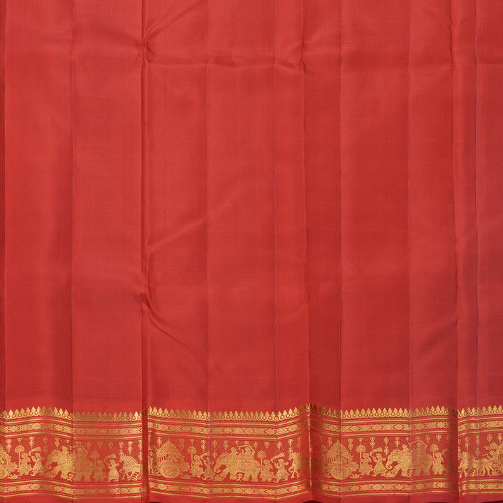 Hayagrivas Handloom Kanchana Brown Kanjivaram Silk Saree with Reddish-Orange Border KBF681G13-1