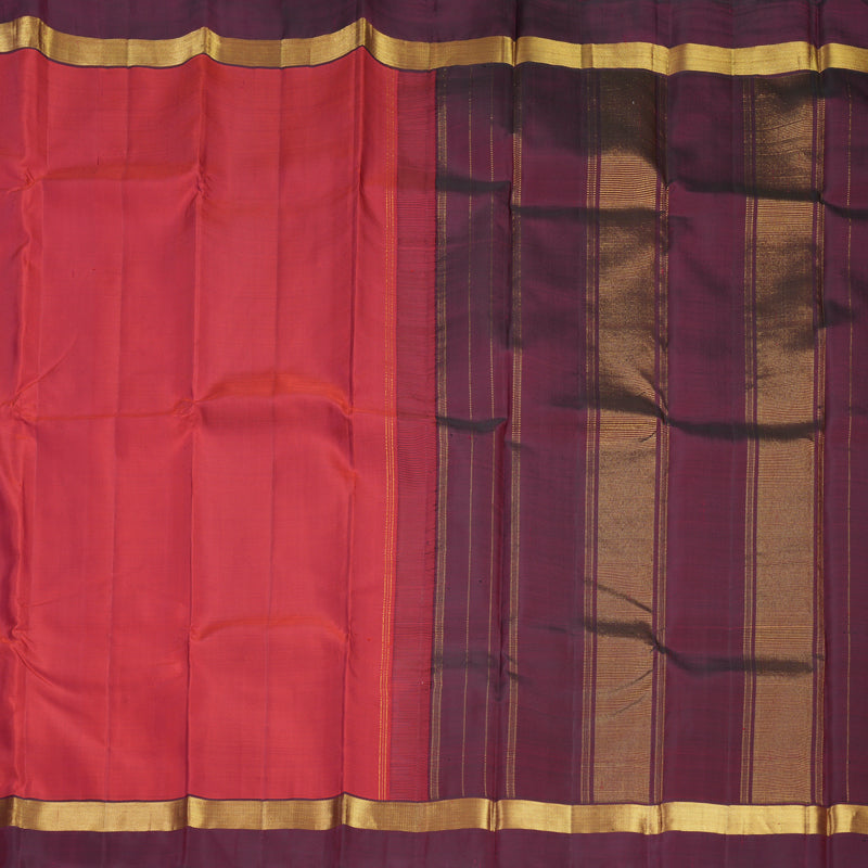 Hayagrivas Handloom Red Kanjivaram Silk Saree with Wine Maroon Border KBF681G2-1
